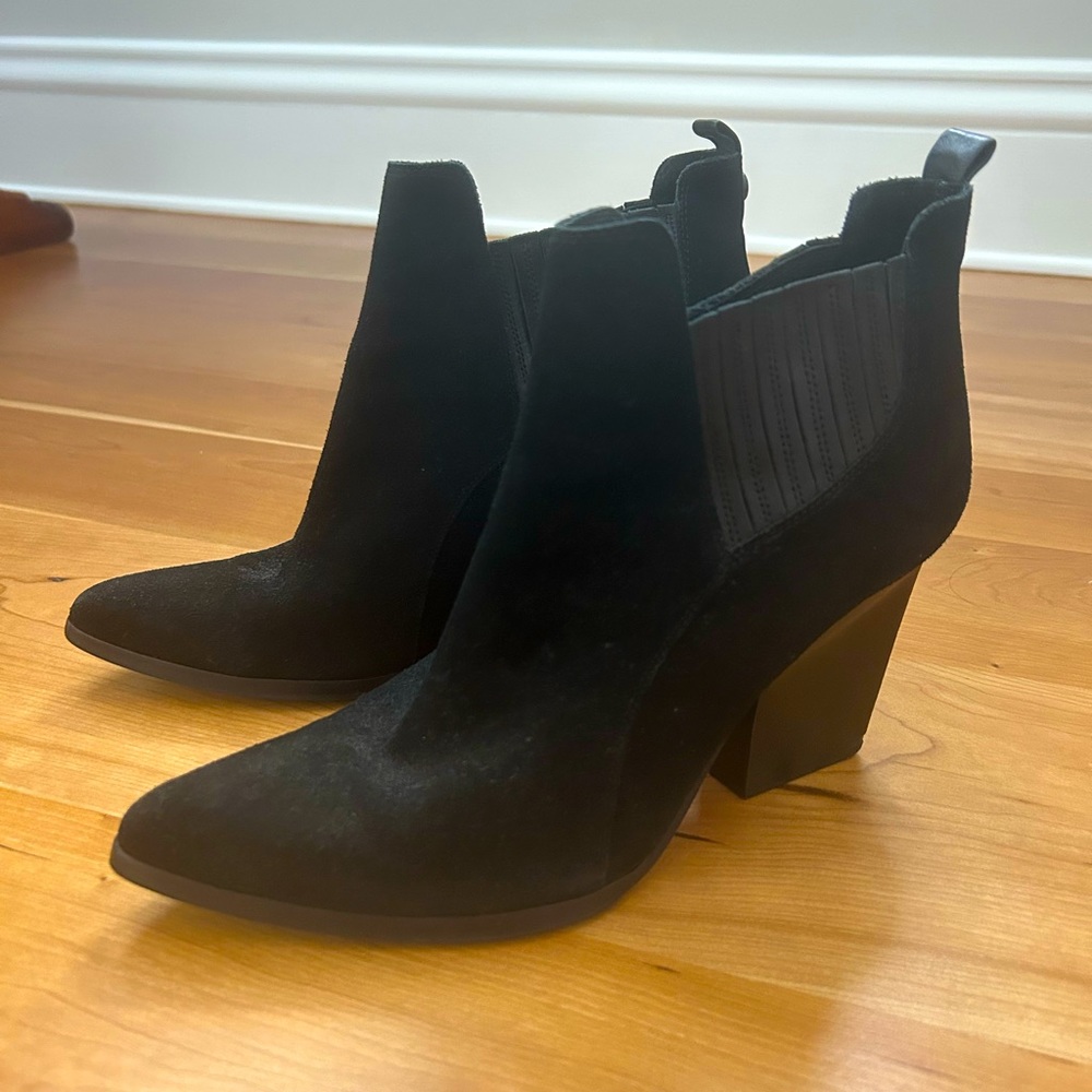 Donald J. Pliner Black Suede Pointed-Toe Ankle Boots